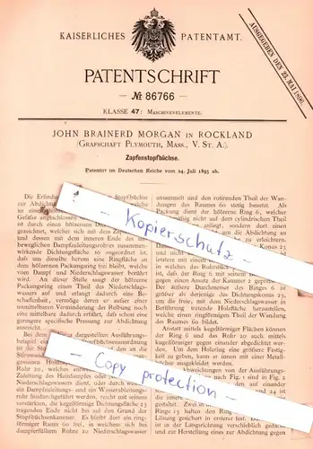 original Patent - John Brainerd Morgan in Rockland , V. St. A. , 1895 , Zapfenstopfbüchse !!!