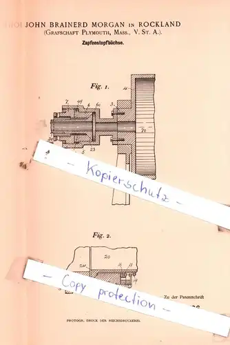 original Patent - John Brainerd Morgan in Rockland , V. St. A. , 1895 , Zapfenstopfbüchse !!!