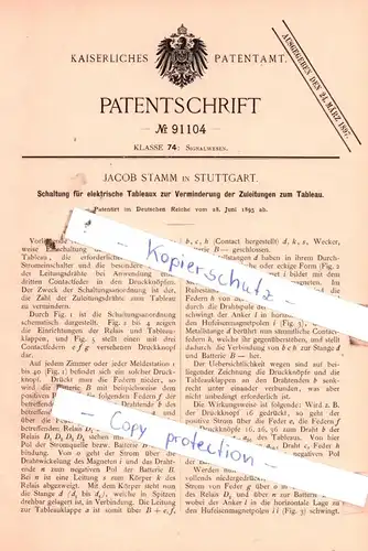 original Patent - Jacob Stamm in Stuttgart , Signalwesen !!!