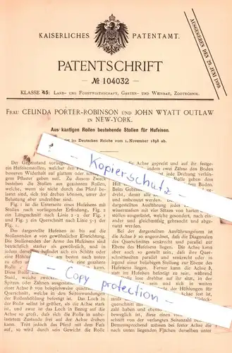 original Patent - Fr. Celinda Porter-Robinson und John Wyatt Outlaw in New-York , 1898 , Land- und Forstwirtschaft !!!
