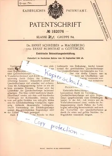 Original Patent  -  Dr. Ernst Schreiber in Magdeburg und Ernst Ruhstrat in Göttingen , 1904 , !!!