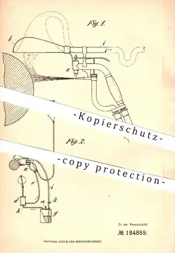 original Patent - W. Graaff & Compagnie GmbH , Berlin / H. Mikorey , Schöneberg , 1906 , Farbzerstäuber mit Absaugung !!