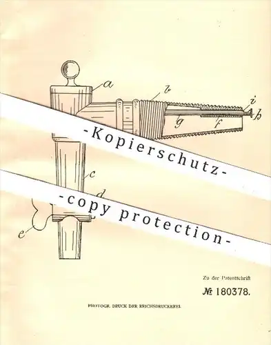 original Patent - Heinrich Behmann , Oldenburg , 1905 , Zapfhahn mit Luftzuführungsrohr , Bier zapfen , Gastronomie !!