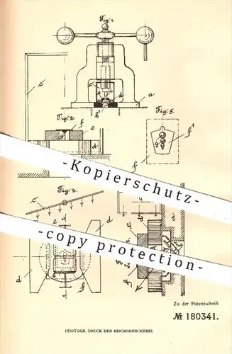 original Patent - E. Straubenmüller , Pforzheim , 1905 , Ausstanzen von Werkstücken aus Blech mittels Spiegel , Bleche