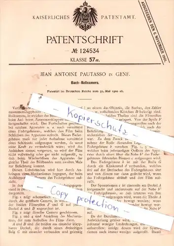 Original Patent  - Jean Antoine Pautasso in Genf , 1900 , Buch-Rollcamera !!!