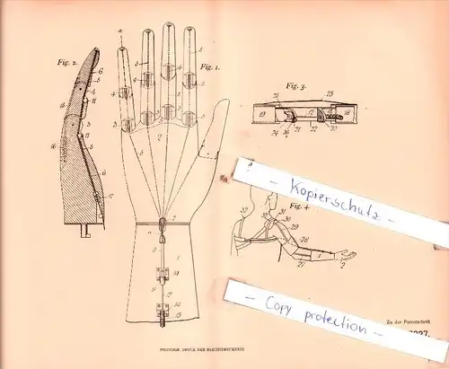 Original Patent  - L. Hanbury Webber in Onslow Gardens, Engl. , 1905 , Künstliche Hand !!!