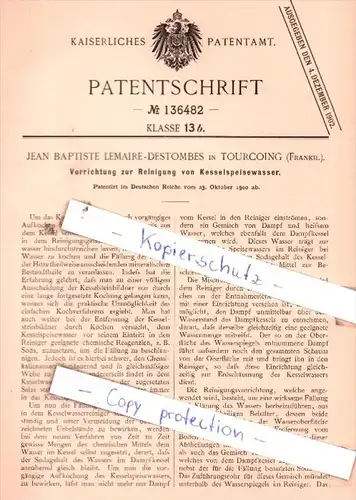 Original Patent  - Jean Bptiste Lemaire-Destombes in Tourcoing , Frankr. , 1900 , !!!