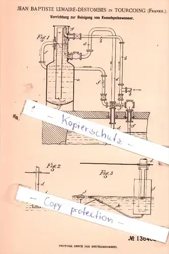 Original Patent  - Jean Bptiste Lemaire-Destombes in Tourcoing , Frankr. , 1900 , !!!