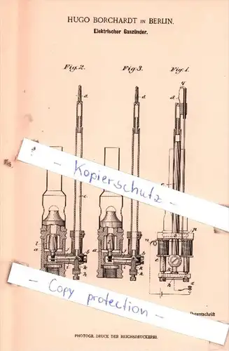 Original Patent  - Hugo Borchardt in Berlin , 1901 , Elektrischer Gaszünder !!!