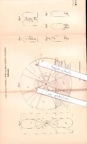 Original Patent  - C. V. Suppàn in Wien und B. Szendi in Budapest , 1898 , Schiffspropeller !!!