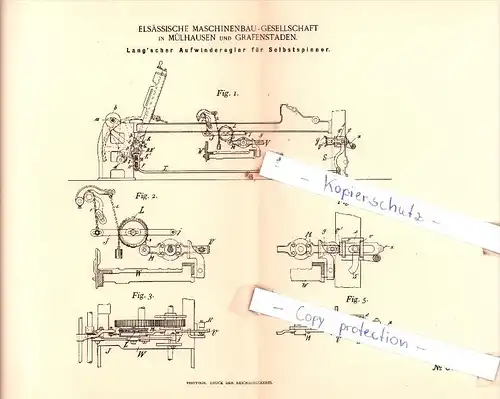 Original Patent  - Elsässische Maschinenbau-Gesellschaft in Mühlhausen und Grafenstaden !!!