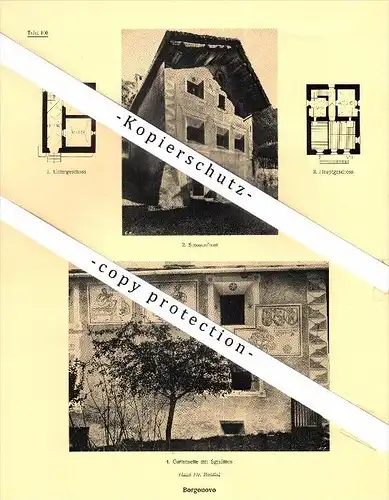 Photographien / Ansichten , 1923 , Borgonovo , Stampa , Casaccia , Kreis Bergell , Prospekt , Architektur , Fotos !!!