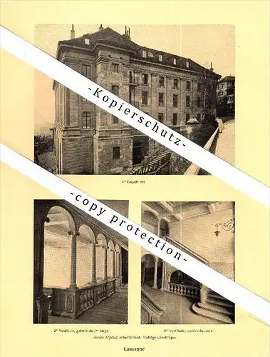 Photographien / Ansichten , 1925 , Lausanne , Ancien Hospital , Hotel , Pavillon , Prospekt , Architektur , Fotos !!!