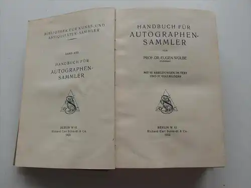 Handbuch für Autographen-Sammler , 1923 , mit Preisen zu sehr seltenen Autographen ,  R.C. Schmidt & Co , Autograph !!!