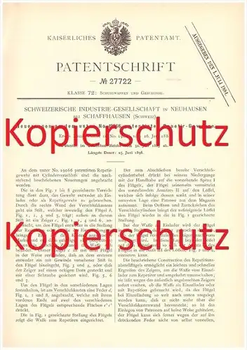 Original Patent - Schweizerische Industrie-Gesellschaft in Neuhausen bei Schaffhausen , Schweiz !!!