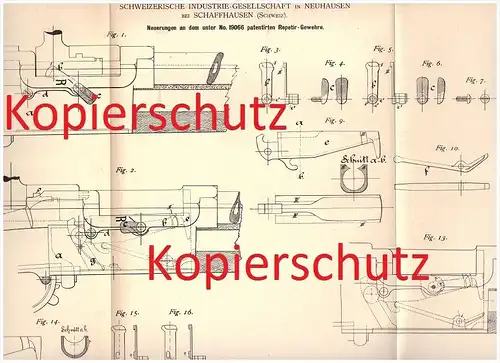 Original Patent - Schweizerische Industrie-Gesellschaft in Neuhausen bei Schaffhausen , Schweiz !!!