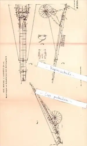 Original Patent - K. Hoschka in Starnberg , Bayern  1882 , Schubleitern mit Rettungskorb !!!