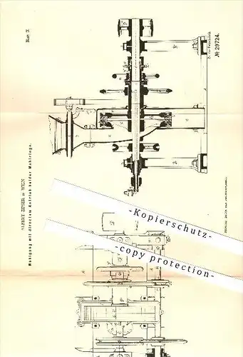 original Patent - Albert Zipser in Wien , 1884 , Mahlgang mit direktem Antrieb beider Mahlringe , Mühlen !!!