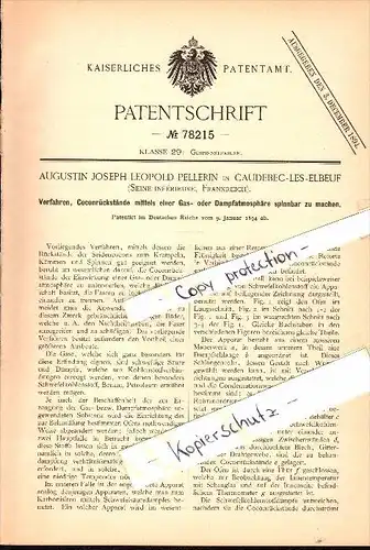 Original Patent - Augustin J.P. Pellerin à Caudebec-les-Elbeuf , 1894 , Filage de cocons de soie avec de la vapeur !!!