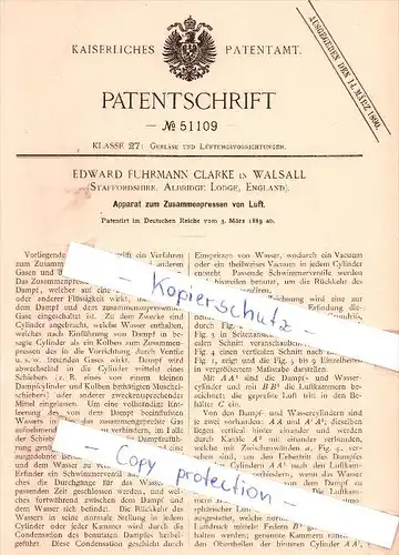 Original Patent - E. Fuhrmann Clarke in Walsall , Staffordshire , Albridge Lodge , England , 1889 , !!!