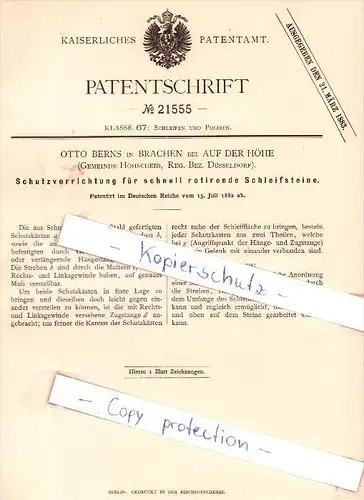 Original Patent - Otto Berns in Brachen bei Auf der Höhe , Höhscheid , 1882 , Solingen !!!