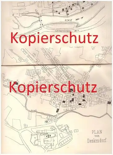 original Prospekt / Bericht - 1880 - Typhusepidemie in Oberriexingen und Denkendorf , mit Plan , Typhus , Arzt !!!