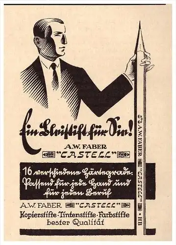 original Werbung - 1927 - A.W. FABER , CASTELL , Bleistifte , Tintenstifte , Kopierstifte !!!