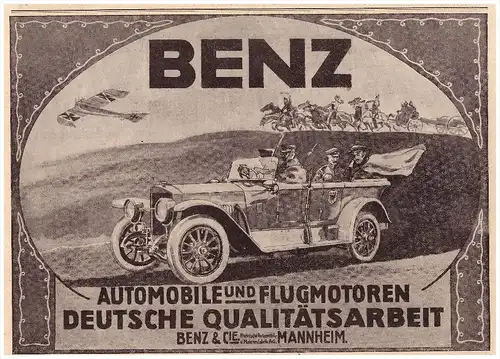 original Werbung - 1916 -  Benz & Cie. , Mannheim , Flugmotoren , Automobile !!!