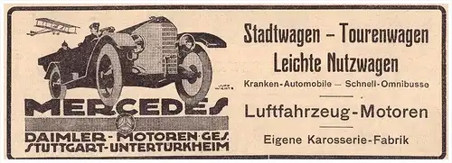 original Werbung - 1916 - Mercedes , Daimler in Stuttgart - Untertürkheim , Karosserie , Automobile !!!