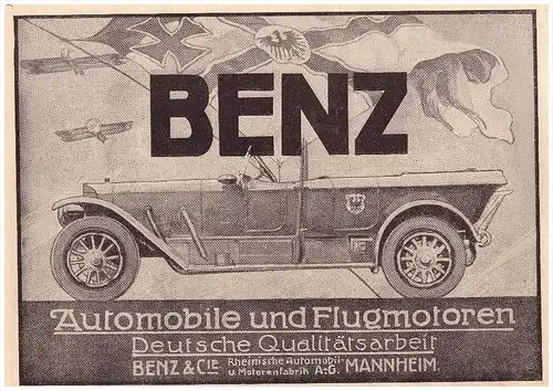 original Werbung - 1916 -  Benz & Cie. , Mannheim , Automobile !!!