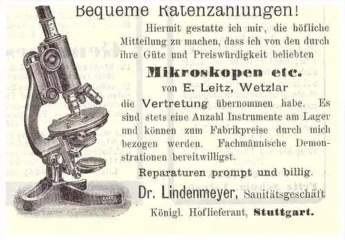 original Werbung - 1907 , Mikroskop von E. Leitz in Wetzlar , Kur , Arzt , Krankenhaus !!
