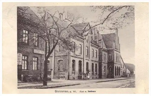 AK - Stolzenau a.d. Weser , 1914 , Post und Rathaus !!!