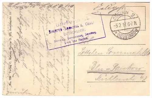 AK - Gruss aus Tamsel , Gasthof Fritz Urban , 1917 , Briefstempel Reserve - Lazarett Cüstrin , Dabroszyn !!!