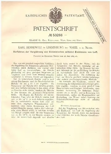 original Patent - Karl Bennewitz in Lindenburg b. Nakel a.d. Netze ,1889, Gährverfahren für Maische , Brauerei , Alkohol