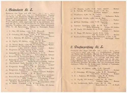 Reitverein Siethen - Gröben , 1938  , Programm - Ausschreibung , Ludwigsfelde , Pferde , Reiten , Pferderennen mit SS