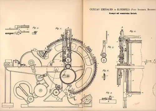 Original Patentschrift - Gustav Ebenauer  in Elisenfels b. Arzberg ,1889 , Apparat für Spinnerei , Spinnrad , Textilien
