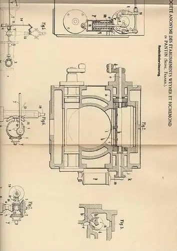 Original Patentschrift - W. et Richemond in Pantin , Seine , 1900, Rundschiebersteuerung , Dampfcylinder !!!