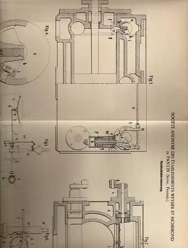 Original Patentschrift - W. et Richemond in Pantin , Seine , 1900, Rundschiebersteuerung , Dampfcylinder !!!