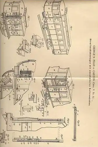 Original Patentschrift - Straßenbahn , Waggon , Eisenbahn , 1900, G. Fillis in Canton , USA !!!