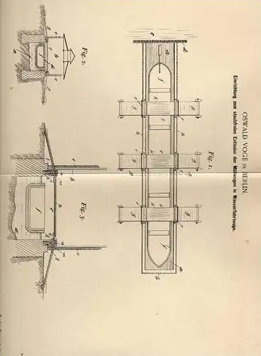 Original Patentschrift - Müllentladung in Schiffe , Boot , 1900 ,O. Voge in Berlin !!!