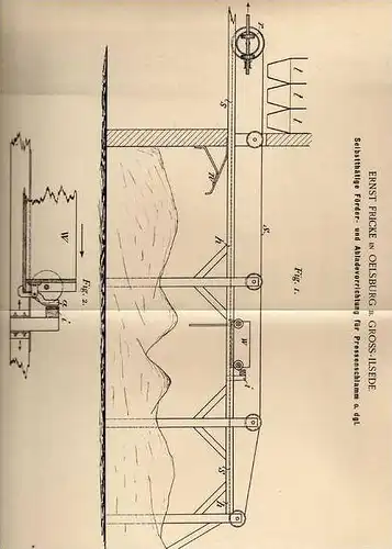 Original Patentschrift - E. Fricke in Oelsburg b. Gross Ilsede , 1900, Förderband , Fördrvorrichtung !!!