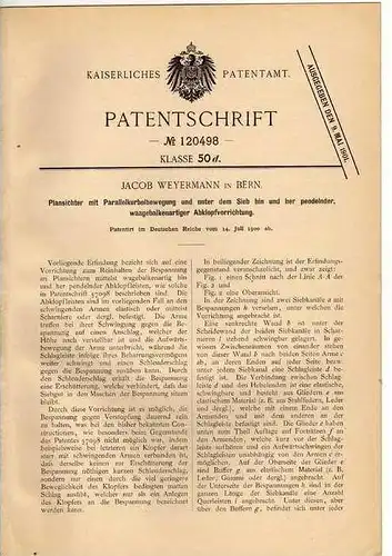 Original Patentschrift - J. Weyermann in Bern , 1900, Plansichter  !!!
