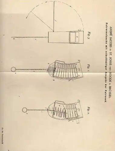 Original Patentschrift - Patronentasche , Munition , Pistole , 1900 , A. Jacobs in St. Josse b. Brüssel !!!