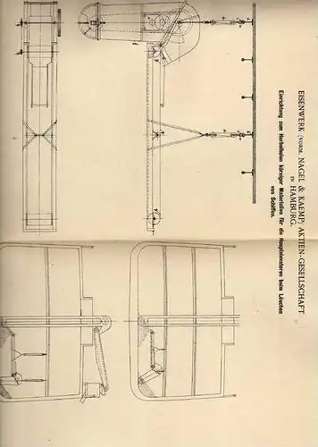 Original Patentschrift - Eisenwerk AG in Hamburg ,1901, Löscheinrichtung für Schiffe , Feuerwehr !!!