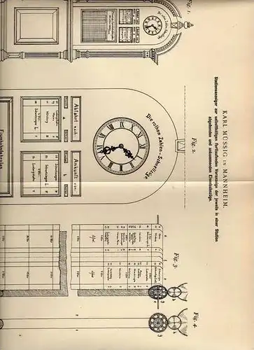 Original Patentschrift - K. Müssig in Mannheim , Bahnhof , 1900 , Eisenbahn Stationsanzeiger !!!