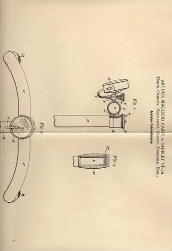 Original Patentschrift -  A. Carey in Yorkshire , 1899 , Laterne für Fahrrad , Acetylen , bicycle , lamp !!!