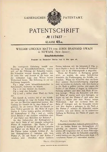 Original Patentschrift - W.Matts in Newark , 1900 , Schaufelketten , Bagger , Förderband !!!