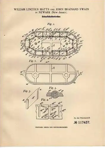 Original Patentschrift - W.Matts in Newark , 1900 , Schaufelketten , Bagger , Förderband !!!