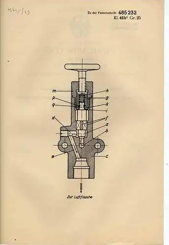 Original Patentschrift - Linke Hofmann Busch Werke AG in Berlin , Ventil für Dieselmaschinen , 1928 !!!