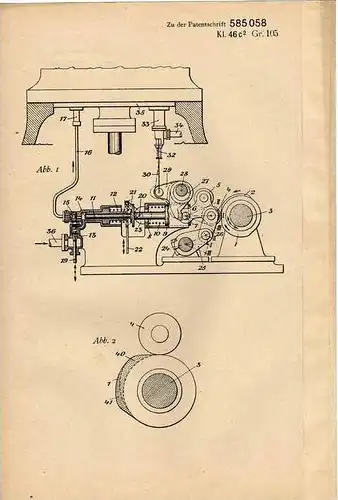 Original Patentschrift - Gebr. Sulzer AG in Winterthur , Schweiz ,  Brennkraftmaschine , 1930 !!!